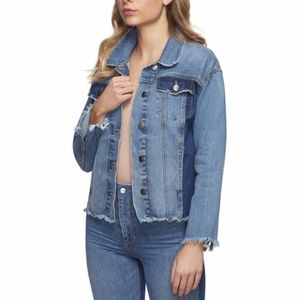 Sam Edelman Distressed Two Tone Denim Jacket